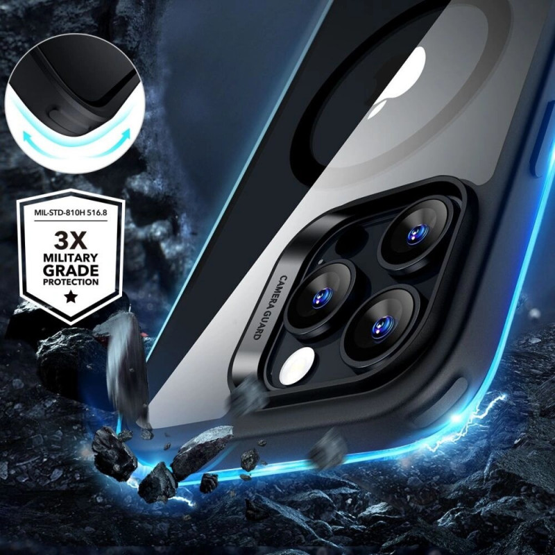 Funda ESR Classic Hybrid HaloLock MagSafe con cristal templado para Apple iPhone 16 Pro Max, transparente/negra