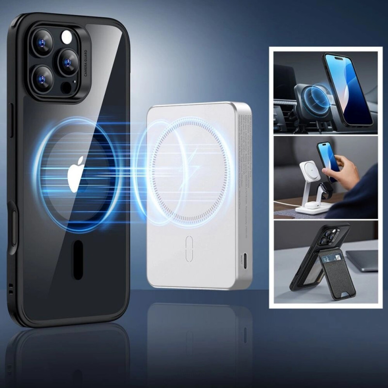 Funda ESR Classic Hybrid HaloLock MagSafe con cristal templado para Apple iPhone 16 Pro Max, transparente/negra