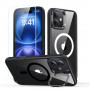 Funda ESR Classic Hybrid Kickstand HaloLock MagSafe con cristal templado para Apple iPhone 16, transparente/negra