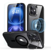 Funda ESR Classic Hybrid Kickstand HaloLock MagSafe con cristal templado para Apple iPhone 16, transparente/negra