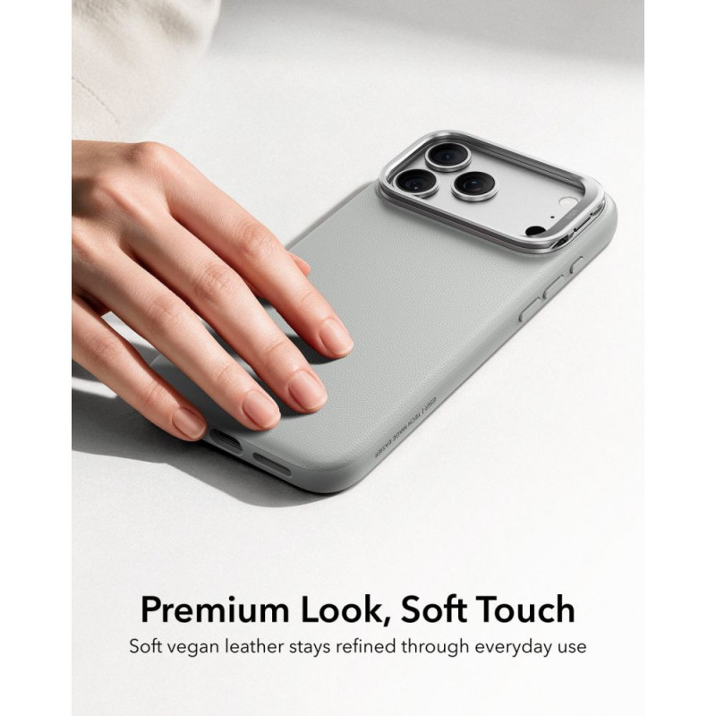 Funda ESR Leather Kickstand MagSafe para Apple iPhone 17 Pro Max / 18 Pro Max, gris