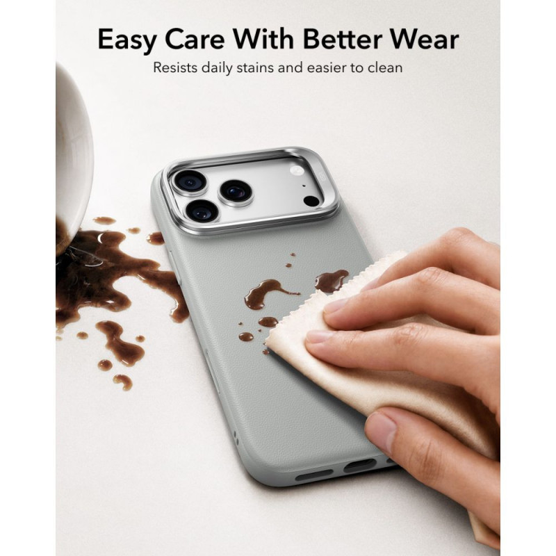 Funda ESR Leather Kickstand MagSafe para Apple iPhone 17 Pro Max / 18 Pro Max, gris