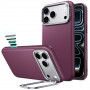 Funda ESR Leather Kickstand MagSafe para Apple iPhone 17 Pro / 18 Pro, Deep Burgundy