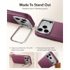 Funda ESR Leather Kickstand MagSafe para Apple iPhone 17 Pro / 18 Pro, Deep Burgundy