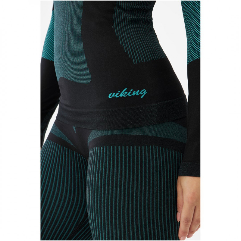 Conjunto de ropa interior termoactiva para mujer Viking Ilsa, negro-verde, talla M