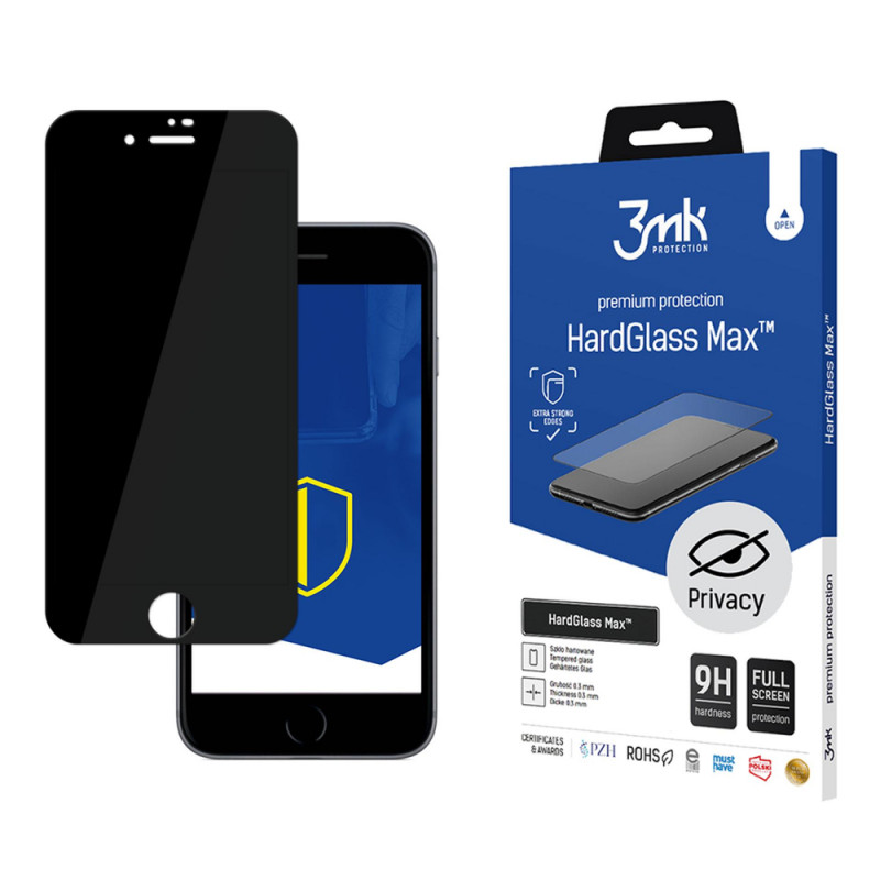 Cristal templado con privacidad 3MK HardGlass Max Privacy para Apple iPhone 7, negro