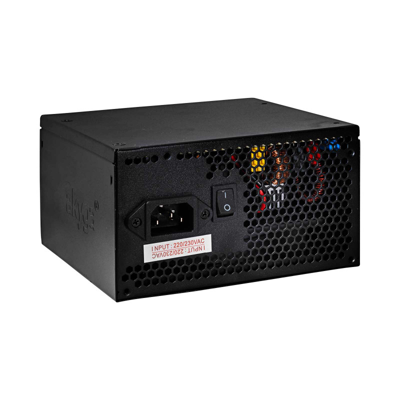 Fuente de alimentación ATX Akyga 500 W AK-C2-500, semimodular, P4+4, 2x PCI-E 6+2 pines, 4x SATA, 2x Molex, ventilador de 12 cm, 80 PLUS