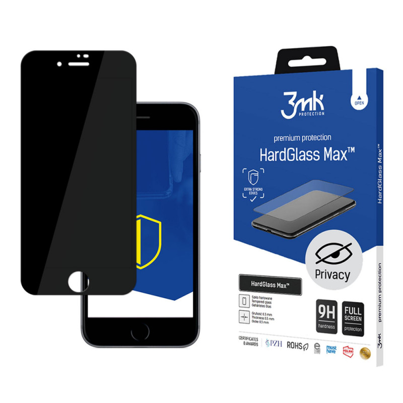Cristal templado 3MK HardGlass Max Privacy para Apple iPhone 8, negro