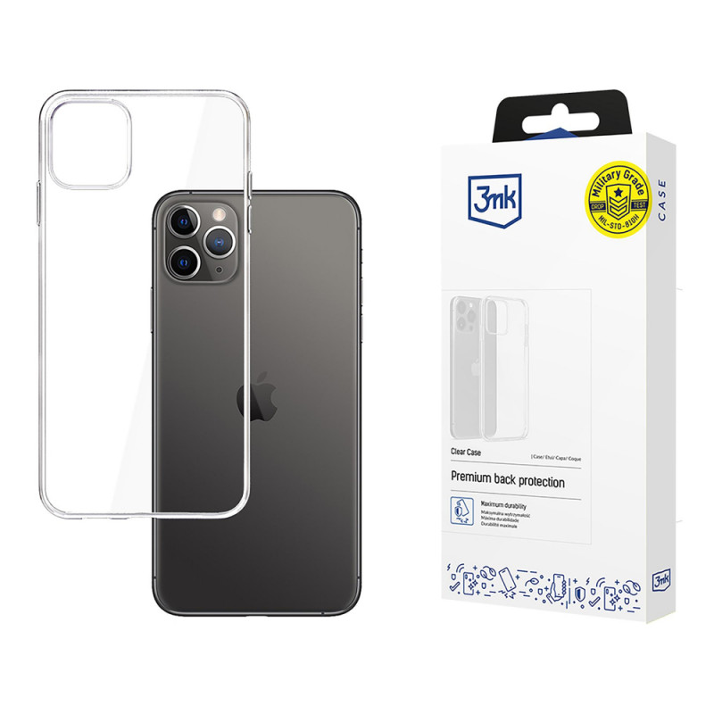 Funda transparente 3MK Clear Case para Apple iPhone 11 Pro Max, transparente