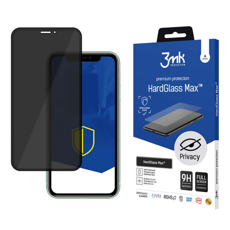 Cristal templado 3MK HardGlass Max Privacy para Apple iPhone 11 Pro Max, negro