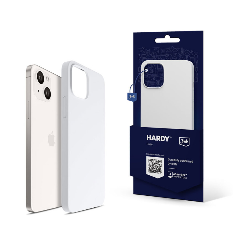 Funda de silicona 3MK Hardy Case MagSafe para Apple iPhone 14 Plus / 15 Plus, blanca