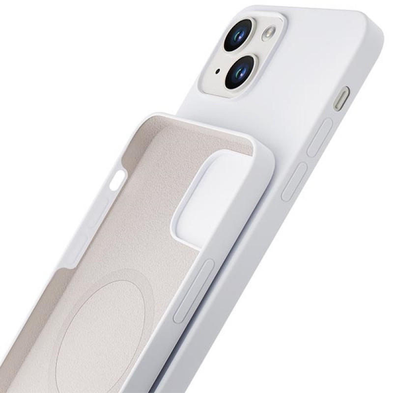 Funda de silicona 3MK Hardy Case MagSafe para Apple iPhone 14 Plus / 15 Plus, blanca