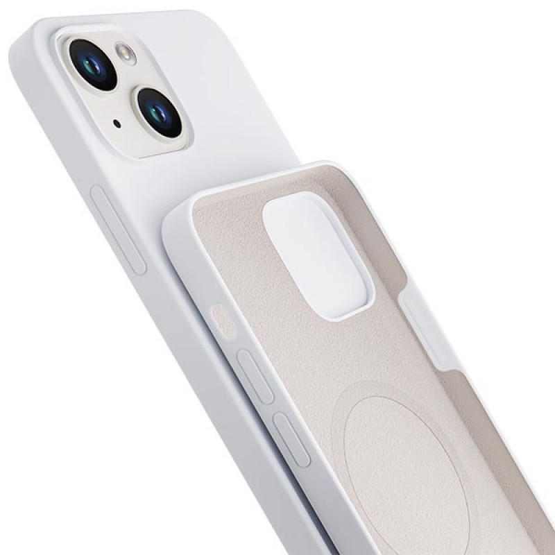 Funda de silicona 3MK Hardy Case MagSafe para Apple iPhone 14 Plus / 15 Plus, blanca