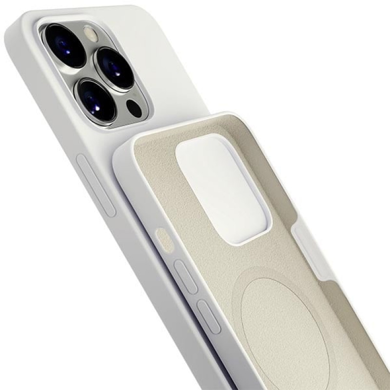 Funda de silicona 3MK Hardy Case MagSafe para Apple iPhone 14 Pro Max, blanca