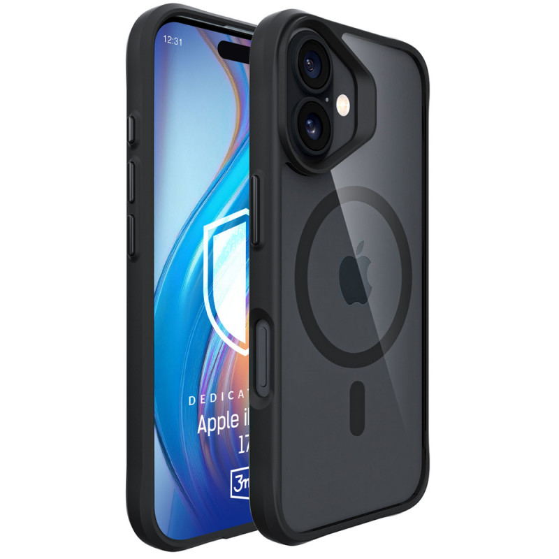 Funda 3MK Satin Armor MagCase para Apple iPhone 17, negra