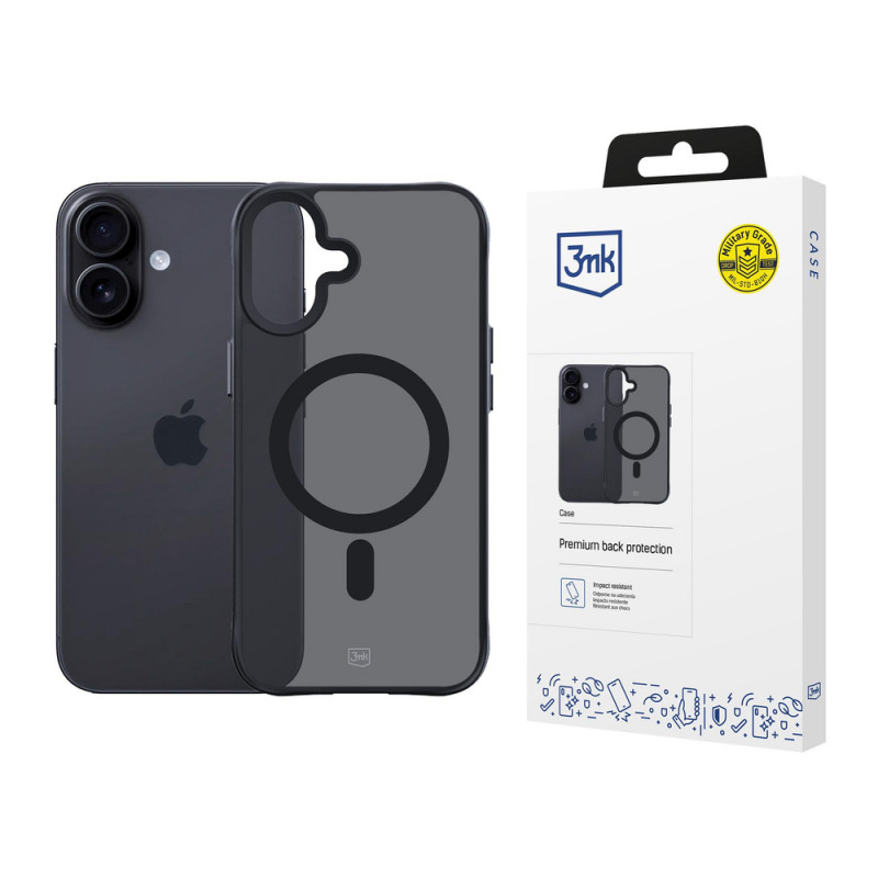 Funda 3MK Smoke Matt MagCase para Apple iPhone 17, negra