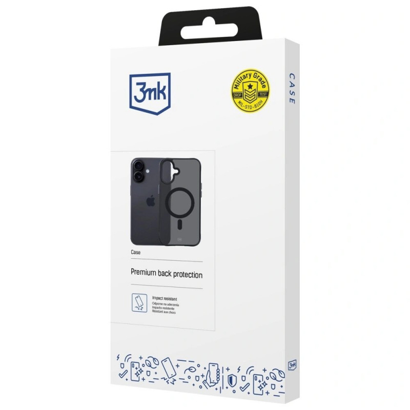 Funda 3MK Smoke Matt MagCase para Apple iPhone 17, negra