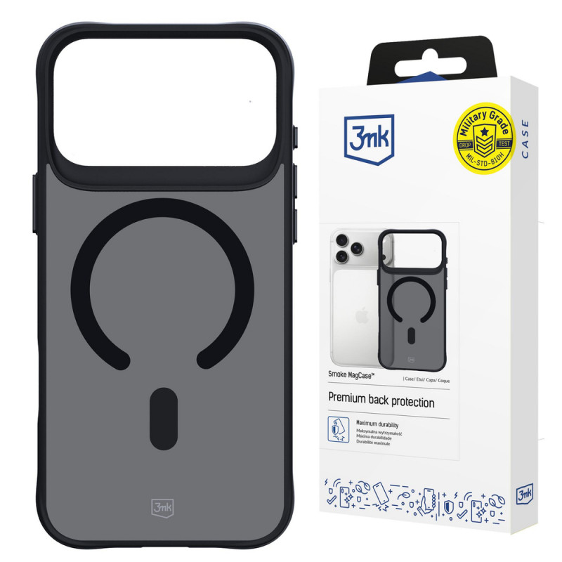 Funda 3MK Smoke Matt MagCase para Apple iPhone 17 Pro, negra