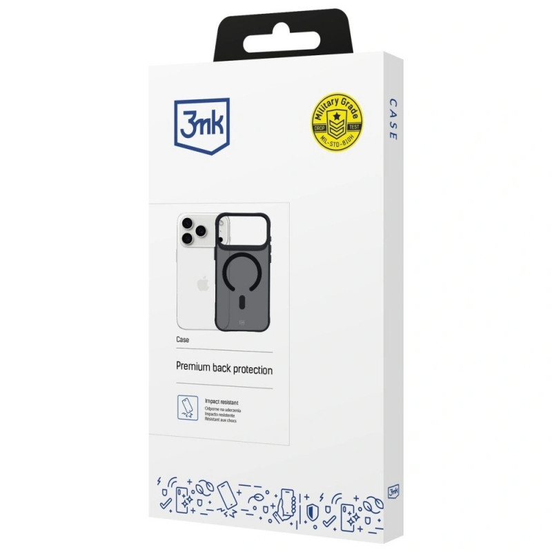 Funda 3MK Smoke Matt MagCase para Apple iPhone 17 Pro, negra