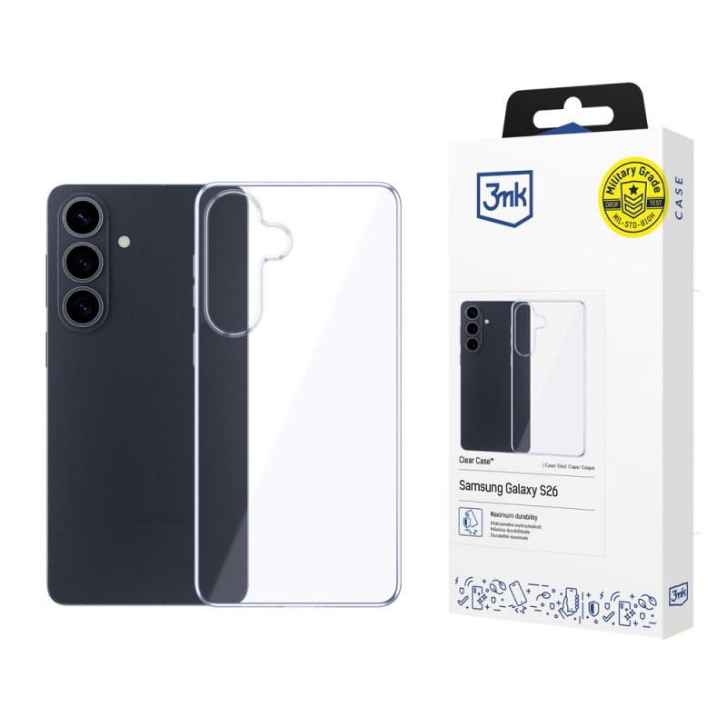 Funda transparente 3MK Clear Case para Samsung Galaxy S26, transparente