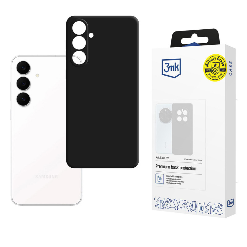 Funda 3MK Matt Case Pro para Samsung Galaxy S25 FE, negra