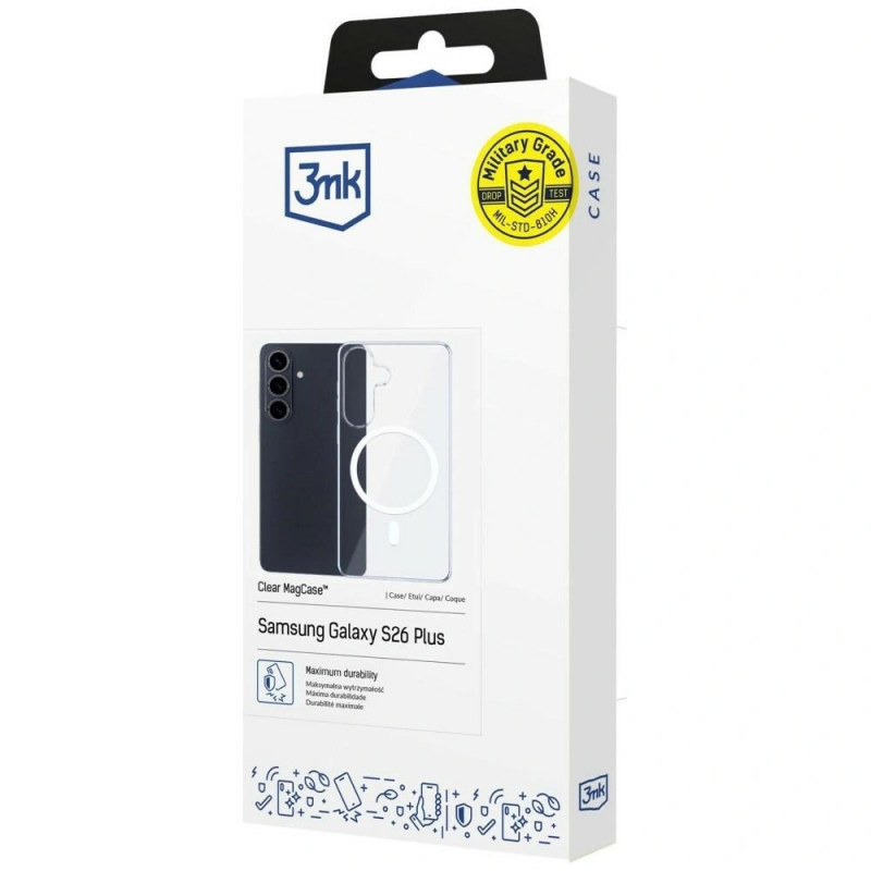 Funda protectora 3mk Clear MagCase para Samsung Galaxy S26, transparente