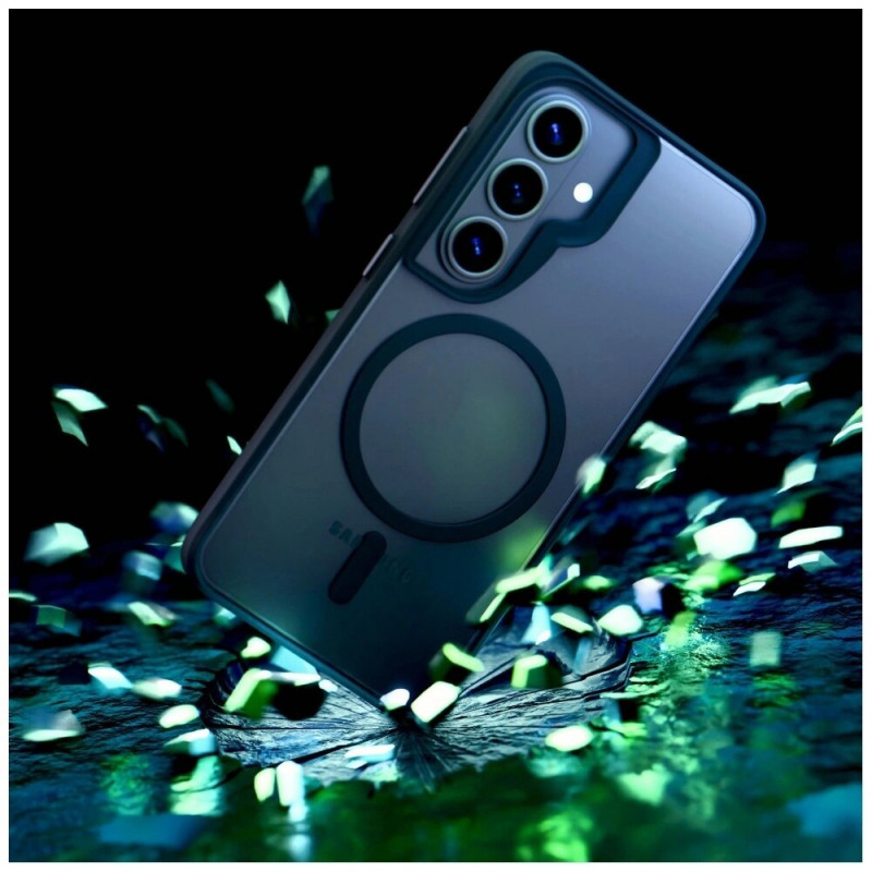 Funda protectora 3mk Satin Armor MagCase para Samsung Galaxy S26, negro transparente