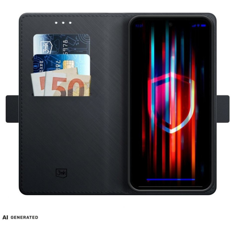 Funda cartera 3MK Wallet Case para Xiaomi Redmi Note 15 Pro 4G, negra