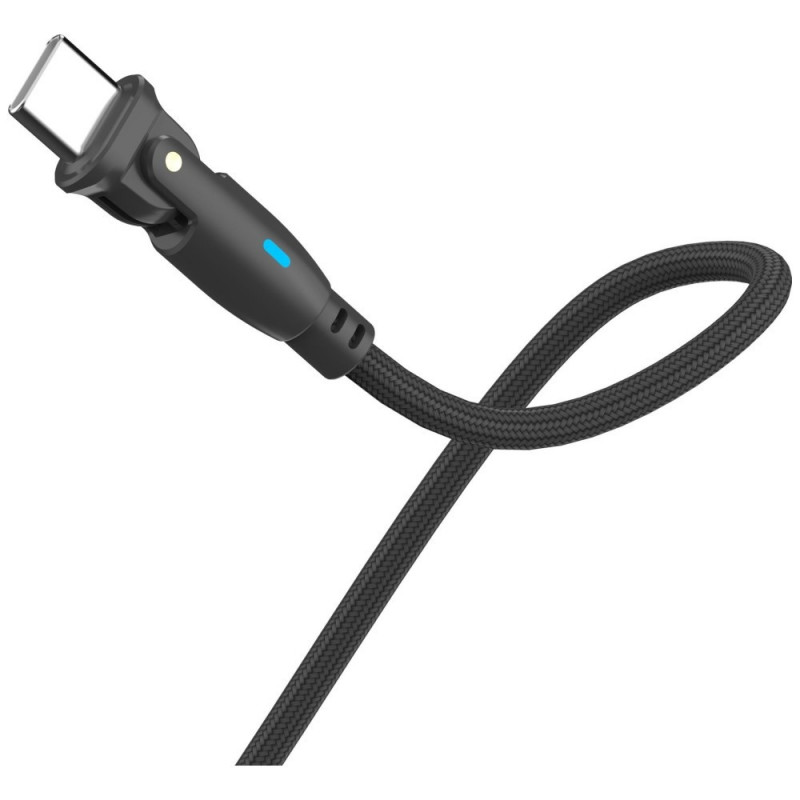 Cable 3MK Hyper Cable N-SERIES USB-C a USB-C con conector giratorio de 180°, 1 m, 100 W, negro