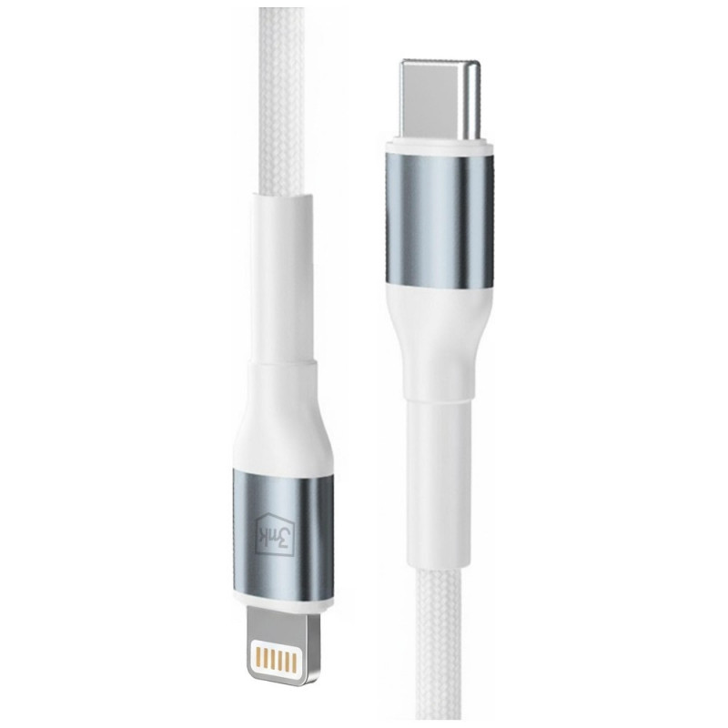 Cable 3MK Hyper Cable N-SERIES USB-C a Lightning, 1 m, 27 W, Blanco