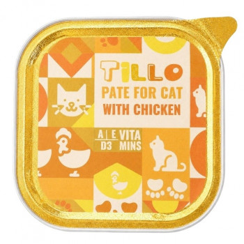 TILLO Comida húmeda para gatos en paté de pollo, 100 g