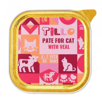 TILLO Comida húmeda para gatos Pate Veal, 100 g