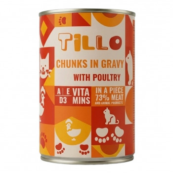 Alimento húmedo para gatos TILLO Chunks in gravy Poultry, 415 g