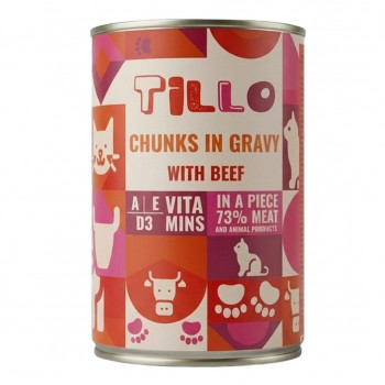 Alimento húmedo para gatos TILLO Chunks in gravy Beef, 415 g
