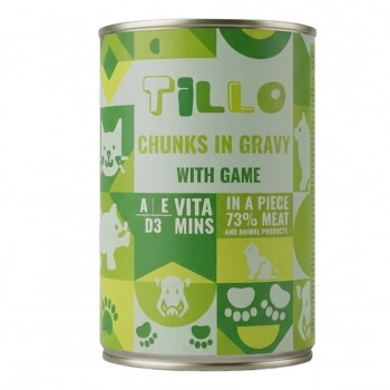 Comida húmeda para gatos TILLO Chunks in gravy Game, 415 g