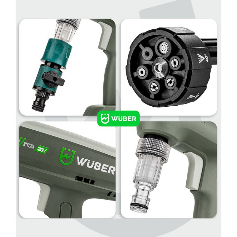 Hidrolimpiadora inalámbrica Wuber W04322, 20 V, 300 l/h