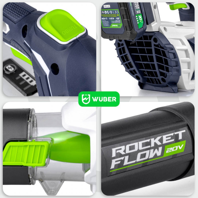 Soplador inalámbrico Wuber W04400, 20 V, 160 km/h