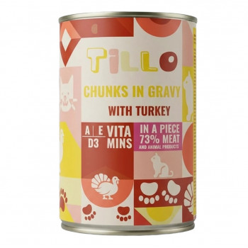 Comida húmeda para gatos TILLO Chunks in gravy Turkey, 415 g