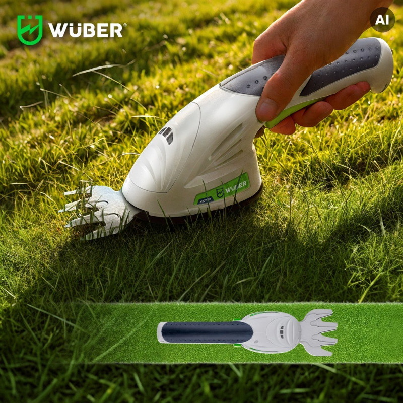 Cortasetos y cortacésped inalámbrico 2 en 1 Wuber W23320, 7,2 V, corte de 120 mm, USB-C