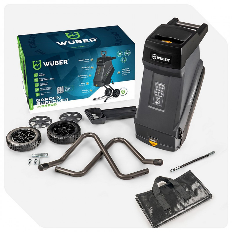 Trituradora eléctrica de cuchillas para ramas Wuber W94205, 2500 W, 45 L
