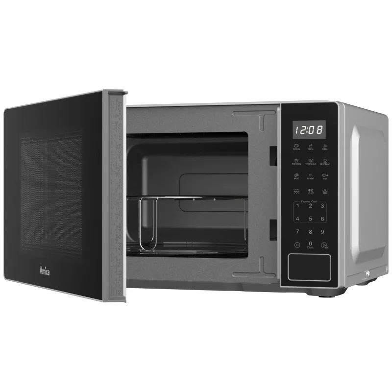Horno microondas de instalación libre Amica MMW20E3GS con grill, 20 L, negro/plateado