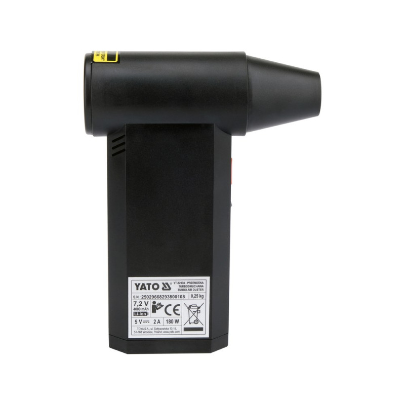Soplador mini YATO YT-82938, 7,2 V, 135000 rpm