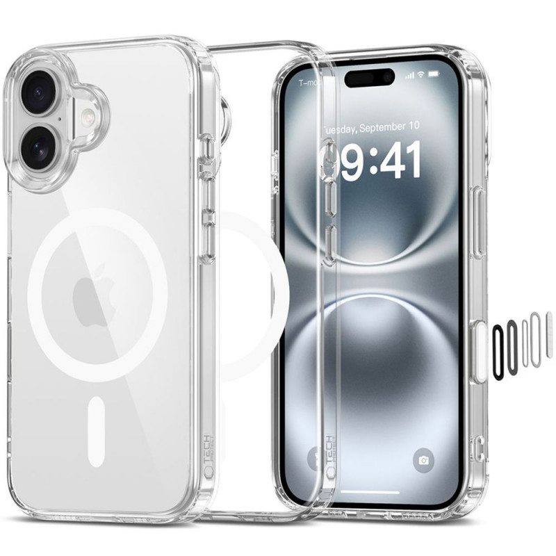 Funda Tech-Protect Flexair Hybrid CC MagSafe para Apple iPhone 16, transparente