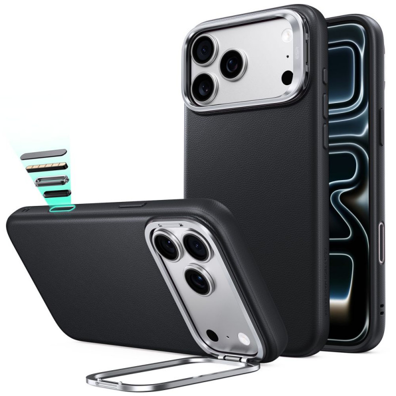 Funda ESR Leather Kickstand MagSafe para Apple iPhone 17 Pro / 18 Pro, negra