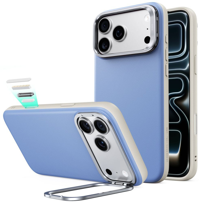 Funda ESR Leather Kickstand MagSafe para Apple iPhone 17 Pro / 18 Pro, azul claro