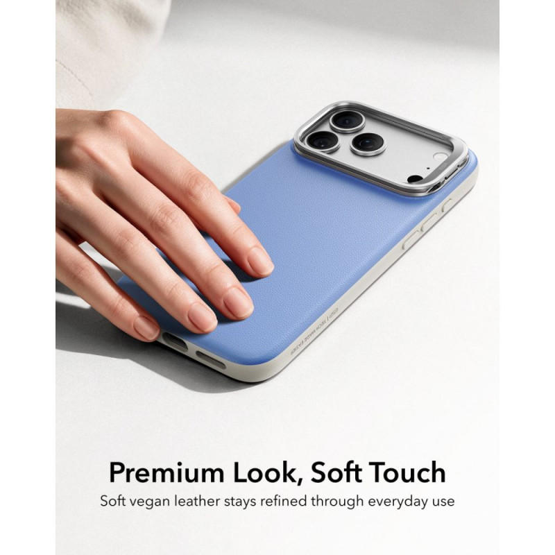 Funda ESR Leather Kickstand MagSafe para Apple iPhone 17 Pro / 18 Pro, azul claro