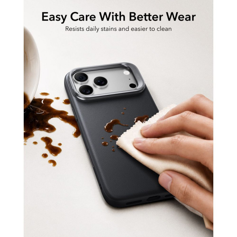 Funda ESR Leather Kickstand MagSafe para Apple iPhone 17 Pro Max / 18 Pro Max, negra