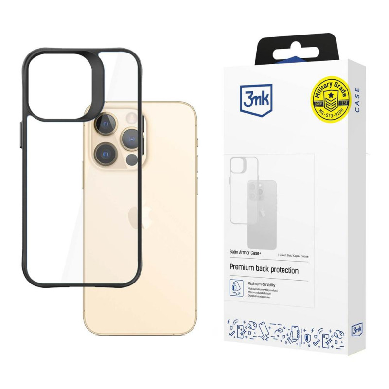 Funda 3MK Satin Armor Case+ para Apple iPhone 13 Pro Max (3MK3503), negra