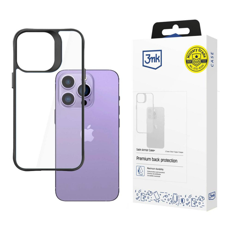 Funda 3MK Satin Armor Case+ para Apple iPhone 14 Pro Max, negra