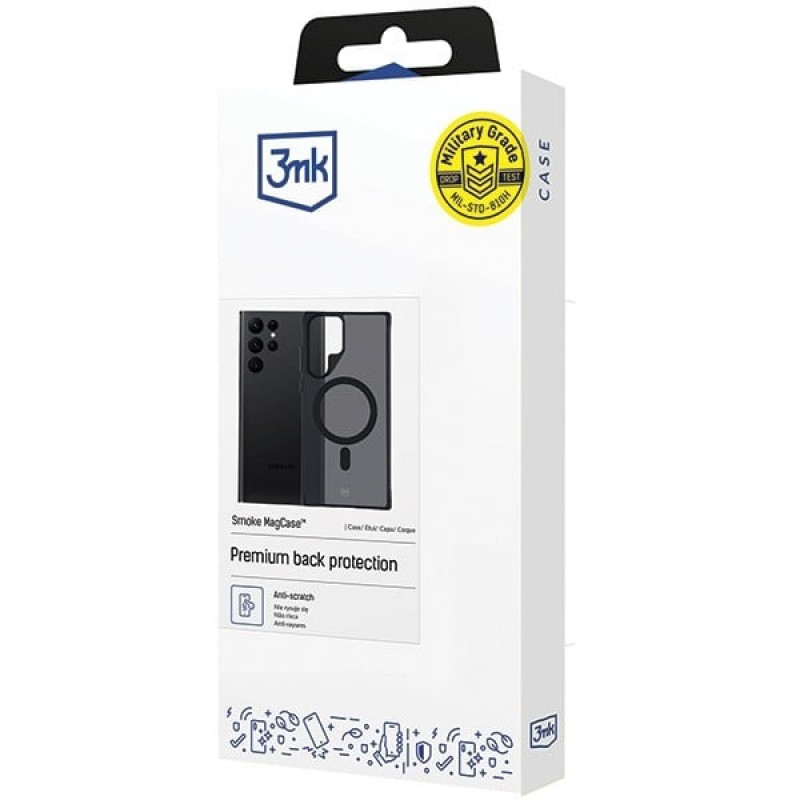 Funda 3MK Smoke MagCase con MagSafe para Samsung Galaxy S22 Ultra 5G, Semitransparente